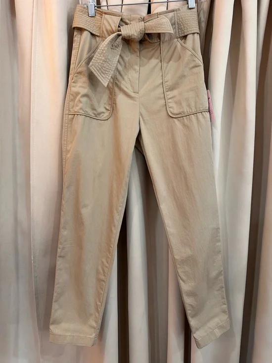 Veronica Beard Tan Utility Cotton Pants with Waist Tie size 4 - Picture 2 of 5
